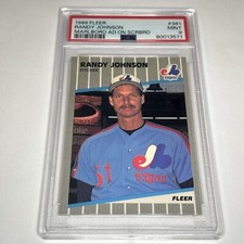 1989 Fleer Randy Johnson Marlboro Ad On Scoreboard Error PSA 9 Clearly Visible!