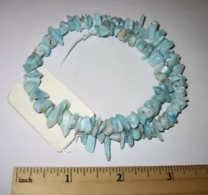 HERMOSO CHIP NUGGET LARIMAR NATURAL PULIDO CAÍDO 14,5" CADENA DE CUENTAS 39 g *6 - Imagen 1 de 6