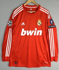 NWT Real Madrid 2011/12 Away Ronaldo 7 Retro Rare Red Jersey Long Sleeve Size M - Picture 1 of 12