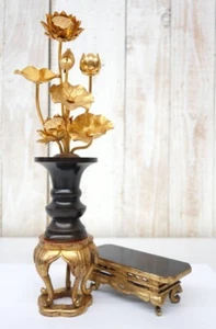 Japanese Vintage Buddhist Altar ware lotus Flower ornament and table - Picture 1 of 10