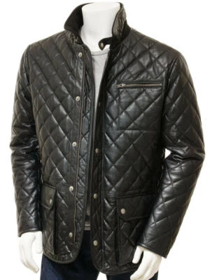 Leather Blazer Jacket Coat Men's Lambskin Button Real Soft Slim Fit Men Black 54 - Image 1 of 3