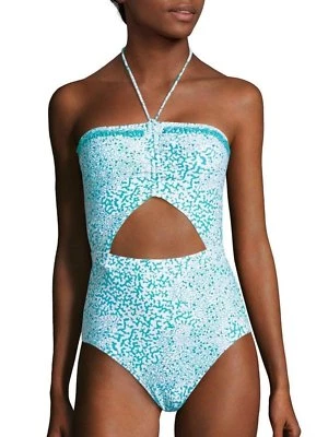 Nuevo con etiquetas Traje de baño Michael Kors Lantana Halter Maillot de una pieza Turquesa Talla 4-12 Foto 1 de 2