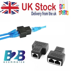 ADAPTADOR DIVISOR RJ45 LAN RED CABLE ETHERNET 1-2 VÍAS CONECTOR DOBLE ENCHUFE - Imagen 1 de 5