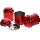 3PCS Red Tea Tin Canisters with Double Lids for Loose Tea and Candy