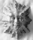 Original Stone Sun Sculpture, Handmade Sun Face, Cast Stone Sun, Artist Signed