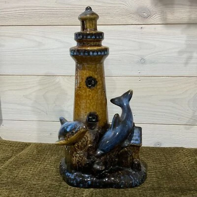 MCM Keramik Pottery Delphin Leuchtturm - Bild 1 von 4