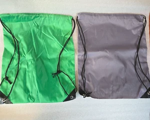 2 PEZZI Zaino con Coulisse Sport Palestra Borsa Cinch Sack Pack Borsa 16x13 Verde Grigio - Foto 1 di 3