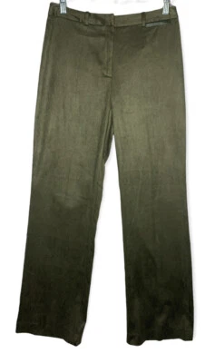 Casual Corner Stretch Womens Olive Green Pants Faux Suede Size 4 Straight Leg  - Image 1 of 4