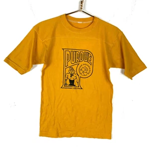 Vintage 1970s Purdue University T-shirt Size Small Yellow Ncaa - Picture 1 of 4