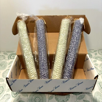 Vintage Princess House Beeswax Taper Candles Cornflower Blue, Green 8” Box of 4 - Image 1 of 4
