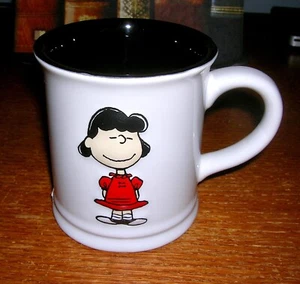 Peanuts Lucy Embossed Raised image Mug Cup White and Black 3.75" tall - Picture 1 of 2
