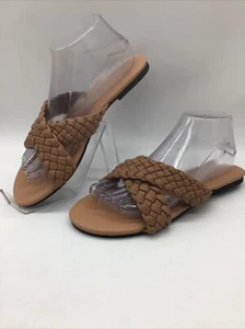Mtzyoa Women’s Beige Woven Braided Crossover Sandals Sz. 9M (40EU) - Picture 1 of 13