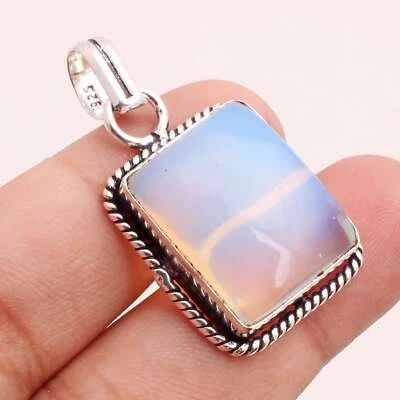Opalit Edelstein Versilbert Handmade Anhänger Schmuck Geschenk 3cm P-13535 - Bild 1 von 3