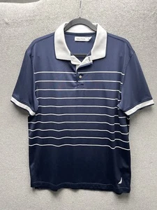 Nautica Polo Herren Größe L Shirt gestreift klassische Passform Performance Deck Pika marineblau - Bild 1 von 4