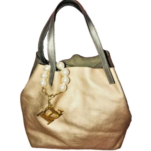 CAROLINA HERRERA Matroschka zweifarbige Ledertasche, mittlere Tragetasche, CH Charm SELTEN - Bild 1 von 11