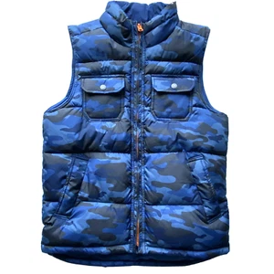 GAP Kids Boys Size Large Blue Camouflage Reversible Puffer Vest With Pockets - Picture 1 of 10