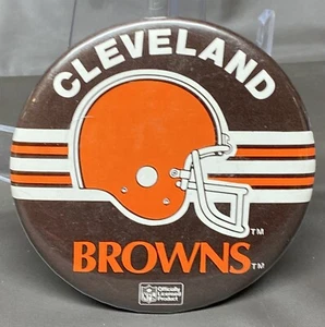 Vintage 1980s Cleveland Browns Football Pin Back Button Large 3.5” - Picture 1 of 3