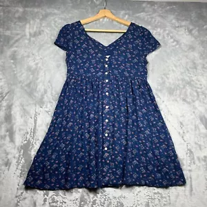 Denim Supply Ralph Lauren Dress Women Small Blue V Neck Mini Floral Flowy Boho - Picture 1 of 7