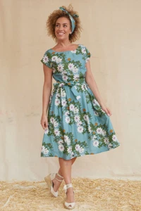 Palava Beatrice Dress Cap Sleeves Passionflower Teal - Bild 1 von 14