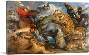 Eine Jagd auf Löwen, Tiger und Leoparden 1615 Leinwand Kunstdruck von Peter Paul Rubens - Bild 1 von 14