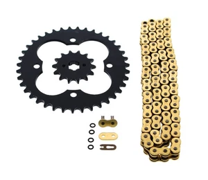 1986-1987 Honda TRX250R 250R 520-98 Gold O Ring Chain & Sprocket Black 14/39 - Bild 1 von 4