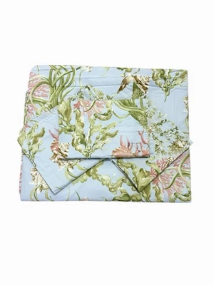 Pottery Barn Atlantic Duvet Cover Blue King 3 Euro Shams Sea Shell Nautilus Rare - Image 1 of 3