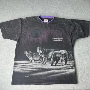 Vintage San Segal 1991 Oneita TShirt Size XL AOP Wolf Pack Nature Single Stitch - Picture 1 of 13