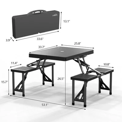 Camping Picnic Table Portable Folding with Seats Portable Table Sets for Garden - Image 1 of 4