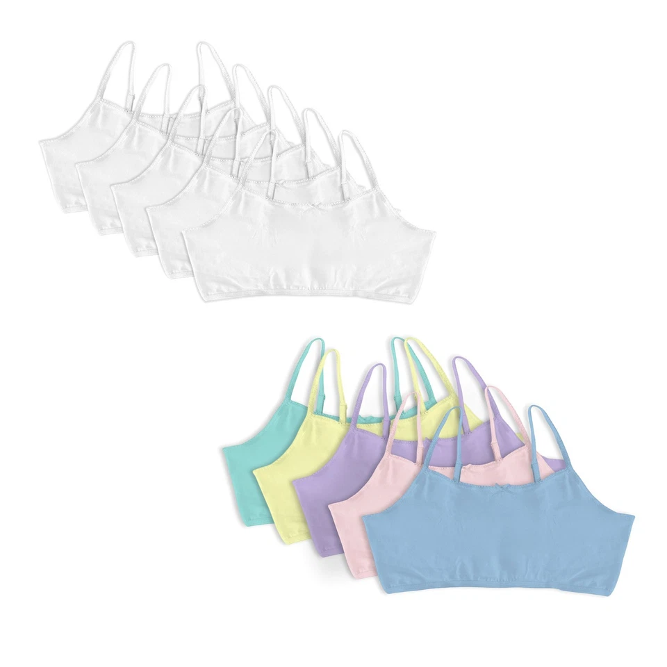 BELVIAN GIRLS PACK OF 5 CROP TOPS FIRST BRA SOFT COTTON UNDERWEAR AGE 7 - 16