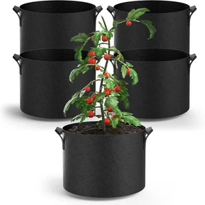Pack of 5/10 Fabric Grow Pots Breathable Planter Bags 3/5/7 Gallon Bags AU - Picture 1 of 11