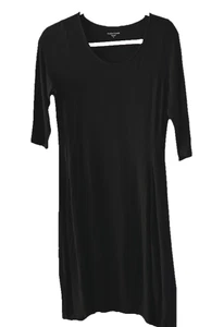 Eileen Fisher Stretch Jersey Strick schwarz Kleid 3/4 Arm Freizeit Pullover Midi - Bild 1 von 9