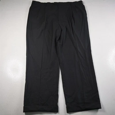 Calça masculina plissada algemada Jos A Bank 44x32 cinza lã olho de pássaro feita na Itália - Imagem 1 de 4