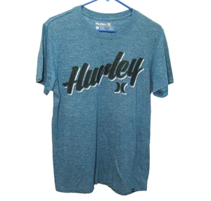 Hurley T-Shirt Womens Medium Blue Short Sleeve Graphic Spellout Logo Cotton Top - Picture 1 of 4