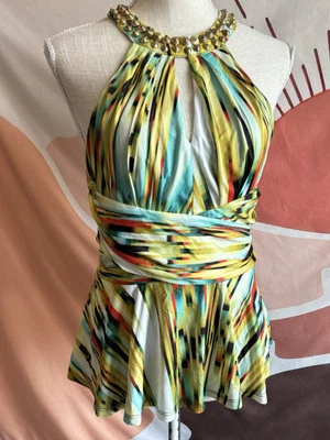 Top halter recortado Bebe para mujer M verde con tachuelas sin mangas elástico Y2K Foto 1 de 4