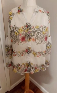 Marks & Spencer Per Una Blouse Size 14 floral semi sheer. - Picture 1 of 7