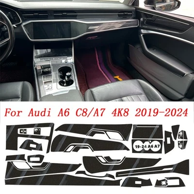 For Audi A6 C8/A7 4K8 2019-2024 Carbon Fiber Pattern Interior DIY Trim Decals Foto 1 de 4