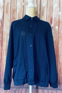 Women’s Size 18 Jacket Button Up Alfred Dunner Blue Pockets Lightweight Soft  - Picture 1 of 11