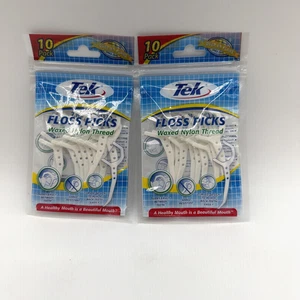 TEK Zahnseide Picks gewachster Nylonfaden Zahnseide weiß Zahnseide Picks 10 je 2er Pack - Bild 1 von 3