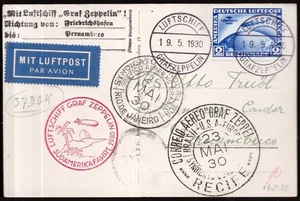 Alemania, 1930 Zeppelin postal a Pernambuco con 2 mk. Sudamérica paseo -HI17 - Imagen 1 de 3