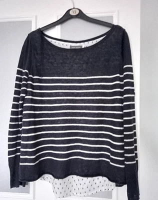 MINT VELVET Double Layered Linen Jumper & TopSize 10 Navy Full Description Below - Image 1 of 4