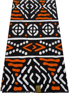 Afrikanische super Qualität Wachsdrucke Verkauf von 6 Yards - weiß-orange-schwarz - Bild 1 von 4
