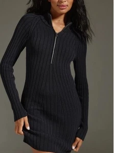 Anthropologie Pilcro Size XL Black Quarter Zip Sweater Dress NWT - Picture 1 of 8