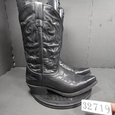 Botas de Vaquero Laredo Para Hombre Talla 9.5 Negras 6860 Cuero Punta Occidental Foto 1 de 4