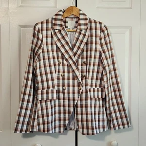 Anthropologie Joie Womens Empire Plaid Double Breasted Blazer Jacket Size XS NWT - Picture 1 of 16