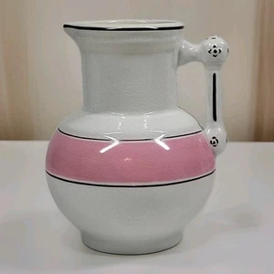 J & E Mayer Stone China Jarra Rosa Bandas Borde Negro Piedra de Hierro Estilo Deco De Colección - Imagen 1 de 11