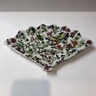 Thousand Butterflies by Eda Mann Fan Shaped Trinket Dish Plate 10x6.5" Textured