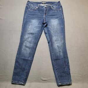 Maurices Jeans Womens 14w Blue High Rise Distress Skinny Stretch Denim 