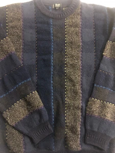 Suéter de Colección RAFFI Linea Hombre Azul Gris a Rayas Tejido M Hecho en Italia - Imagen 1 de 5