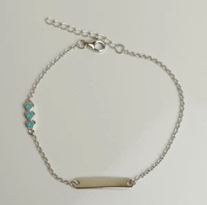925 Silver Baby Bracelet ID Personalized Engraving & Pouch Free (Blue Heart) - Picture 1 of 14