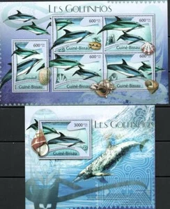 GUINEA BISSAU 2012 DELFINES COMO NUEVOS NUNCA CON BISAGRAS S/LET 4 + MINI HOJA [#508}] - Imagen 1 de 1